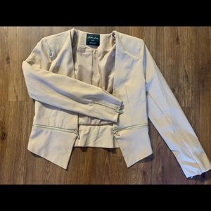Nude/Taupe Blazer With Gold Zipper Details